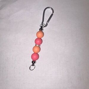 Pink and Orange Beaded Keychain